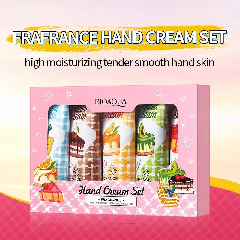 BIOAQUA 5pcs Fruit Cake Hand Cream Set - Moisturizing Gift