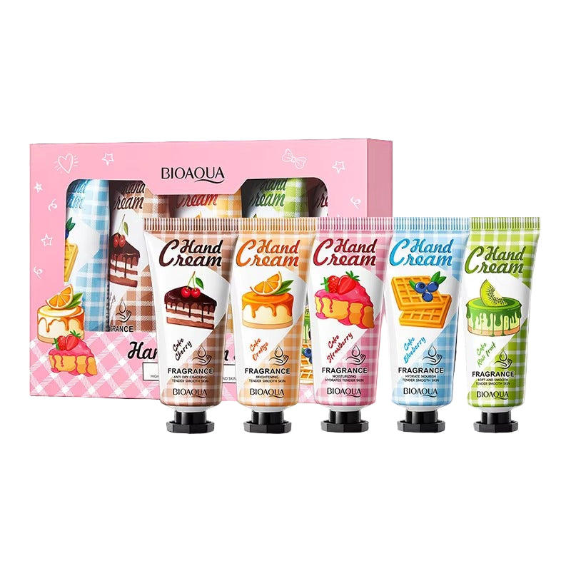 BIOAQUA 5pcs Fruit Cake Hand Cream Set - Moisturizing Gift