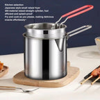 Stainless Steel Mini Deep Fryer Pot with Strainer Basket for French Fries, Chicken, Tempura & Crispy Stovetop Frying
