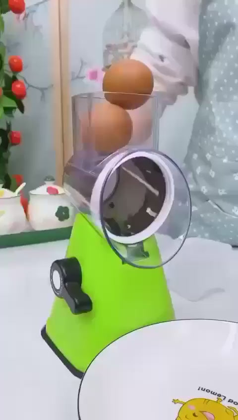 3-in-1 Manual Rotary Drum Grater Vegetable Slicer & Cheese Shredder for Kitchen with Stainless Steel Blades