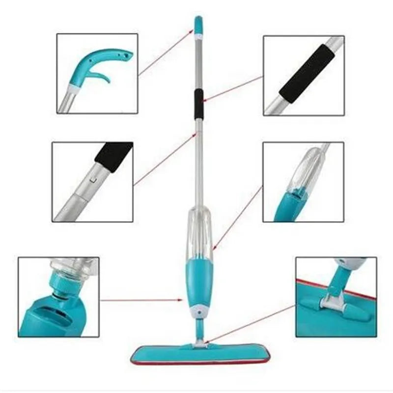 Premium Spray Mop Floor Cleaner with Refillable Water Tank & Washable Microfiber Pads – 360° Wet & Dry Microfiber Flat Mop for Hardwood, Tile, Laminate, Marble & Home Floor Cleaning