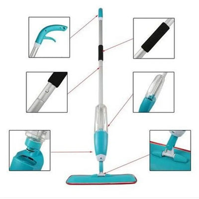 Premium Spray Mop Floor Cleaner with Refillable Water Tank & Washable Microfiber Pads – 360° Wet & Dry Microfiber Flat Mop for Hardwood, Tile, Laminate, Marble & Home Floor Cleaning