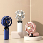 Portable Mini Fan USB Rechargeable – 5 Speed Foldable Handheld Cooling Fan with LED Display Screen, Neck Hanging Personal Fan & Built-In Phone Stand for Travel, Office, Camping, Outdoor & Home Use