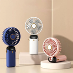 Portable Mini Fan USB Rechargeable – 5 Speed Foldable Handheld Cooling Fan with LED Display Screen, Neck Hanging Personal Fan & Built-In Phone Stand for Travel, Office, Camping, Outdoor & Home Use