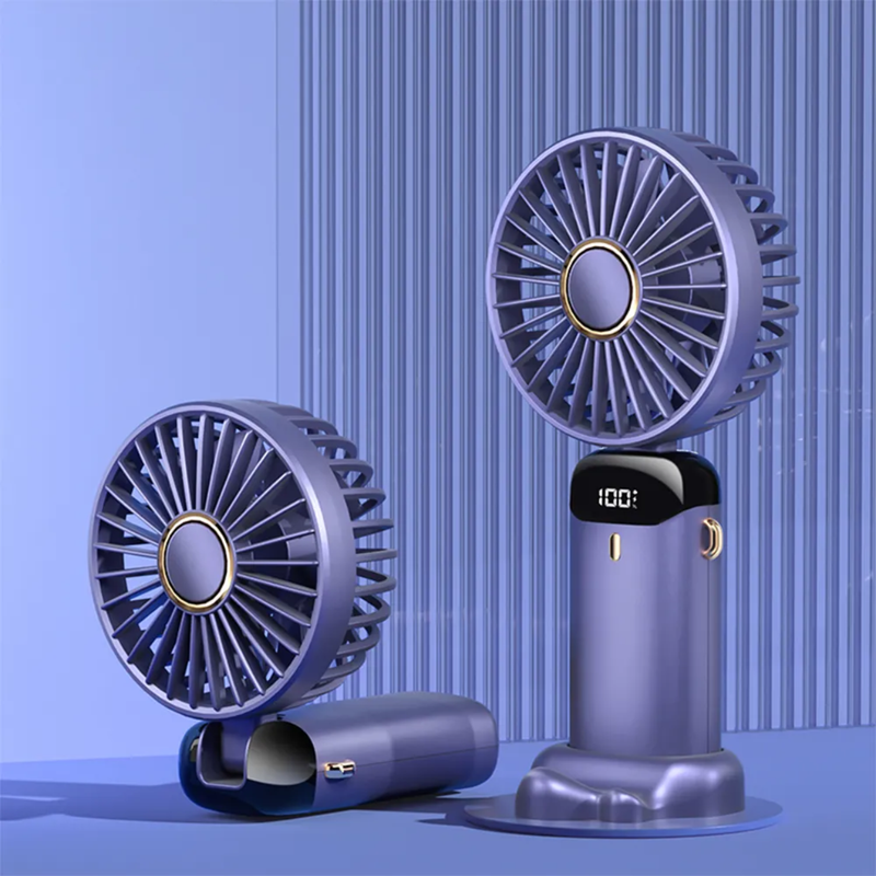 Portable Mini Fan USB Rechargeable – 5 Speed Foldable Handheld Cooling Fan with LED Display Screen, Neck Hanging Personal Fan & Built-In Phone Stand for Travel, Office, Camping, Outdoor & Home Use