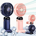 Portable Mini Fan USB Rechargeable – 5 Speed Foldable Handheld Cooling Fan with LED Display Screen, Neck Hanging Personal Fan & Built-In Phone Stand for Travel, Office, Camping, Outdoor & Home Use