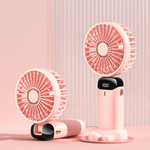 Portable Mini Fan USB Rechargeable – 5 Speed Foldable Handheld Cooling Fan with LED Display Screen, Neck Hanging Personal Fan & Built-In Phone Stand for Travel, Office, Camping, Outdoor & Home Use