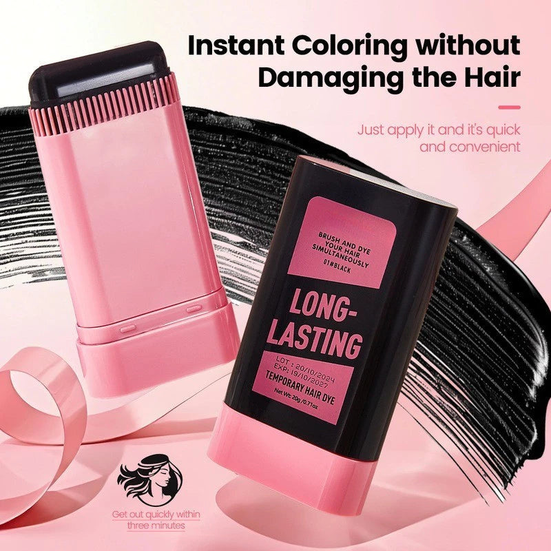 Formbo Temporary Hair Dye Stick with Built-In Comb – Instant Grey Root Touch Up Hair Color Stick, Washable Root Concealer for Men & Women, Black & Brown, 20g