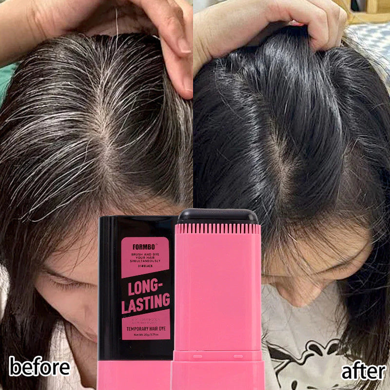 Formbo Temporary Hair Dye Stick with Built-In Comb – Instant Grey Root Touch Up Hair Color Stick, Washable Root Concealer for Men & Women, Black & Brown, 20g