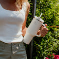 Premium 40oz Stainless Steel Vacuum Insulated Tumbler with Handle & Straw – Leakproof Double Wall Travel Mug for Coffee, Water & Hot or Cold Drinks