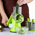 3-in-1 Manual Rotary Drum Grater Vegetable Slicer & Cheese Shredder for Kitchen with Stainless Steel Blades
